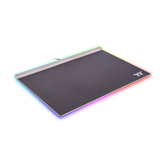 Thermaltake ARGENT MP1 RGB Alfombrilla para Juegos de Aluminio, Base Antiderrapante, Retroiluminación Multicolor, Negro y Titanio