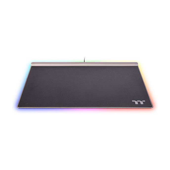 Thermaltake ARGENT MP1 RGB Alfombrilla para Juegos de Aluminio, Base Antiderrapante, Retroiluminación Multicolor, Negro y Titanio