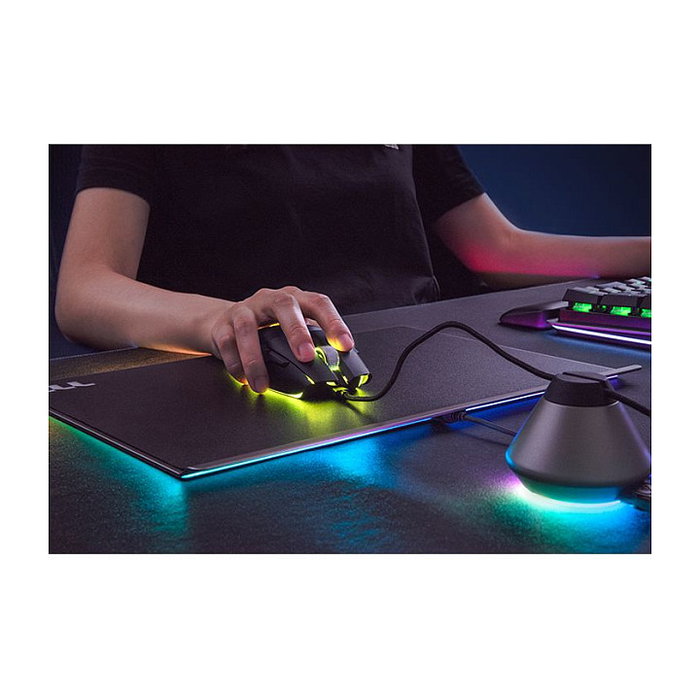 Thermaltake ARGENT MP1 RGB Alfombrilla para Juegos de Aluminio, Base Antiderrapante, Retroiluminación Multicolor, Negro y Titanio