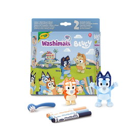 Crayola Washimals Set de 2 Mascotas con Rotuladores Bluey y Bingo 74-0254 - Juguete de Baño para Decorar y Lavar +3 Años