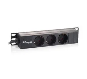 Equip 333302 PDU o Regleta de Alimentación para Rack, 3 Tomas AC, 1U, Cable 1.5m, 250V/16A, Unidad de Distribución de Energía