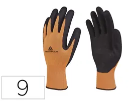 Deltaplus Guantes Poliéster Impregnado Látex Palma Dedos Naranja Fluor/Negro Talla 9 EN388 2121X