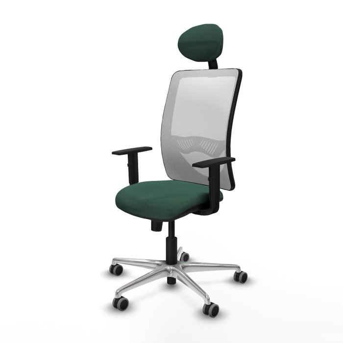 PIQUERAS Y CRESPO Silla de oficina Zulema con mecanismo Sincro, Verde botella y Blanco