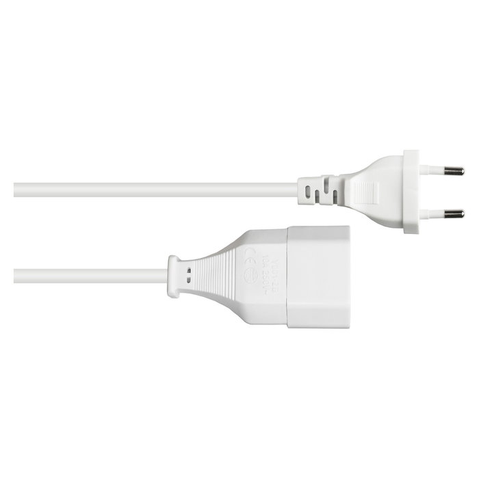 Alcasa P0300-W005 Cable Alargador Enchufe Europeo Tipo C Blanco 0,5 m 250V 2,5A VDE
