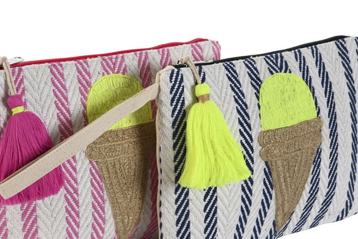 DKD Home Decor Neceser Mediterraneo Azul Rosa Multicolor 2 Unidades 2 x 19 x 26 cm