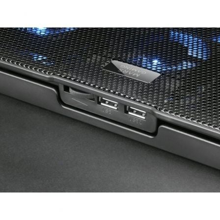 Mars Gaming Soporte Refrigerante MNBC23 para Portátiles hasta 16" con Iluminación LED Azul y Soporte para Smartphone