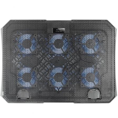 Mars Gaming Soporte Refrigerante MNBC23 para Portátiles hasta 16" con Iluminación LED Azul y Soporte para Smartphone