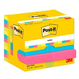 Post-It Bloc de Notas 653 Energetic Amarillo, Azul, Fucsia, Verde Neón 38x51mm - Pack 12 Unidades