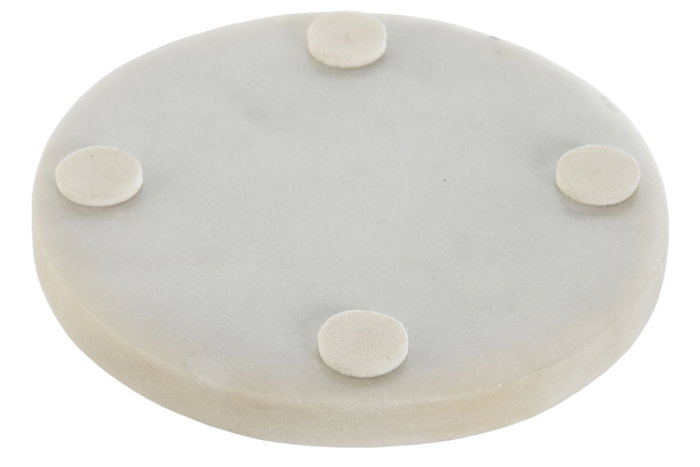 DKD Home Decor Set de 4 Posavasos de Mármol y Latón Hamsa Natural