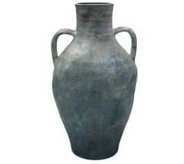 DKD Home Decor Jarrón de Terracota Envejecido Gris y Azul 25x25x44 cm