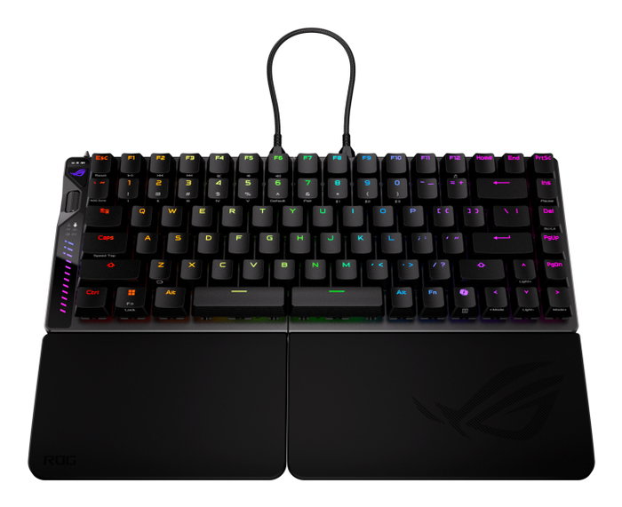ASUS ROG Teclado Gaming Inalámbrico Falcata, Formato 75% Dividido, Interruptores Magnéticos HFX V2, Conexión USB/RF Wireless/Bluetooth, SpeedNova 8K, RGB, Negro