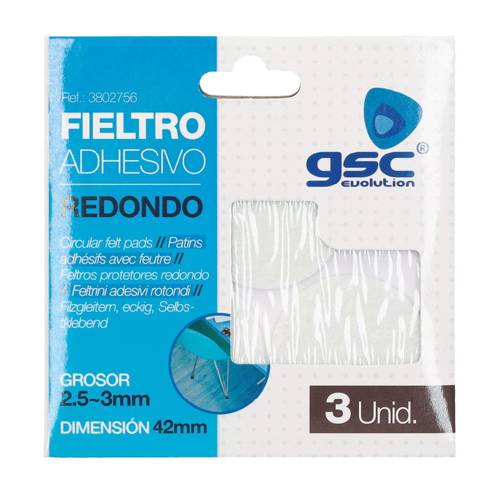 GSC Evolution Set de 3 fieltros adhesivos redondos Ø42mm - Blanco