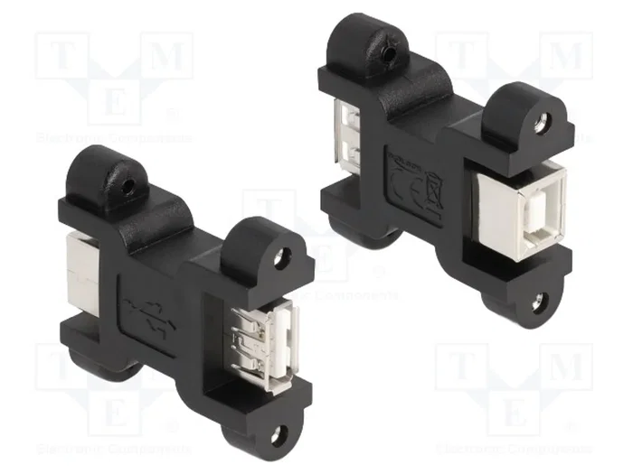 DeLOCK Adaptador USB 2.0 de Tipo-A hembra a Tipo-B hembra con conexión de tornillo, Negro DeLOCK Adaptador USB 2.0 de Tipo-A hembra a Tipo-B hembra con conexión de tornillo, Negro