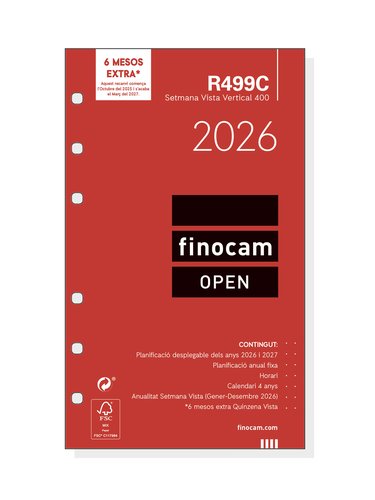 Recambio Agenda Anual (2026) Catalan Finocam R499C Open 400 91X152 Anualidad S/V Recambio Agenda Anual (2026) Catalan Finocam R499C Open 400 91X152 Anualidad S/V