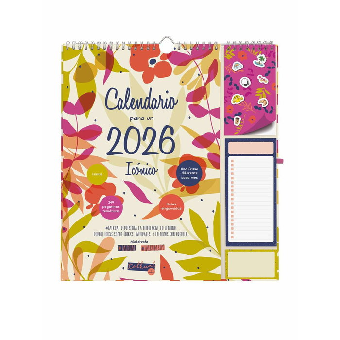 Finocam Calendario de Pared Talkual 2026 con Espiral Doble y Colgador