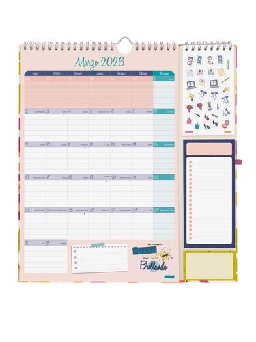 Finocam Calendario de Pared Talkual 2026 con Espiral Doble y Colgador