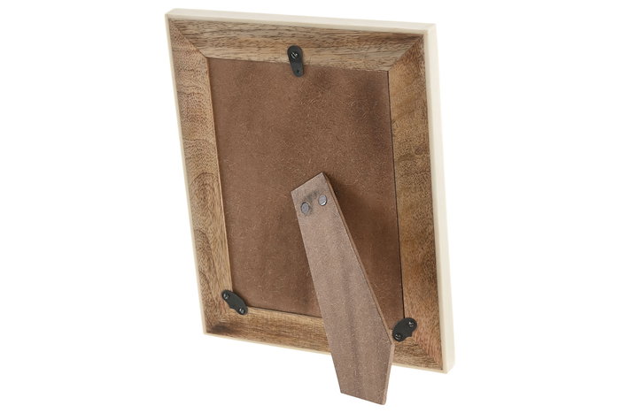 DKD Home Decor Marco de Fotos 13x18 Natural Blanco Mango y Resina 19 x 24 x 1.8 cm