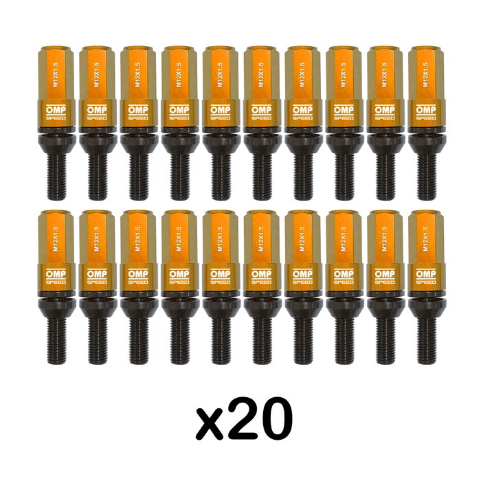 Omp Juego de 20 Tornillos SPEED M12x1.5 con Protector Naranja