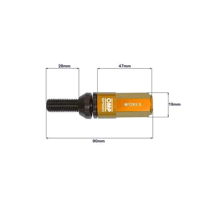 Omp OMPS09981210 Juego de 20 Tornillos de Rueda de Aluminio con Protector Naranja M12x1.5 Llave 17-19 Largo 28 mm