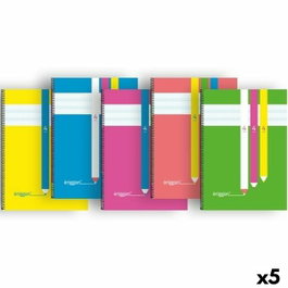 Eriggan Lamela Cuaderno Espiral Folio 80H 90gr 3mm Tapa PP Surtido (Set de 5)