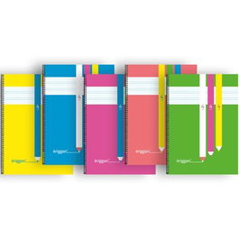 Eriggan Cuaderno Espiral Folio 80 Hojas 90 gr Tapa PP C-Surtidos (Set de 5) (Set de 5)