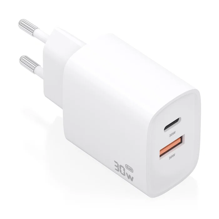 AISENS Cargador GaN 30W con USB-C PD3.0 y USB-A QC3.0 - Blanco AISENS Cargador GaN 30W con USB-C PD3.0 y USB-A QC3.0 - Blanco