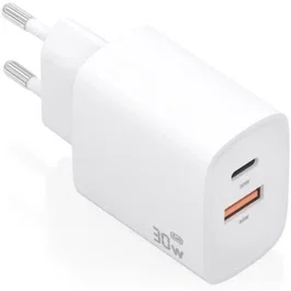 Aisens Cargador GaN A110-0952 30W con 1xUSB Tipo-C y 1xUSB Blanco