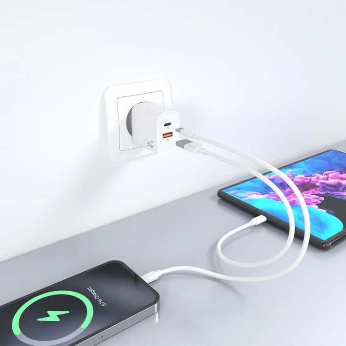 Aisens Cargador GaN 30W con USB-C y USB-A Blanco