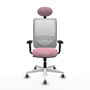 PIQUERAS Y CRESPO Silla de oficina Zulema con mecanismo Sincro, Rosa y Blanco
