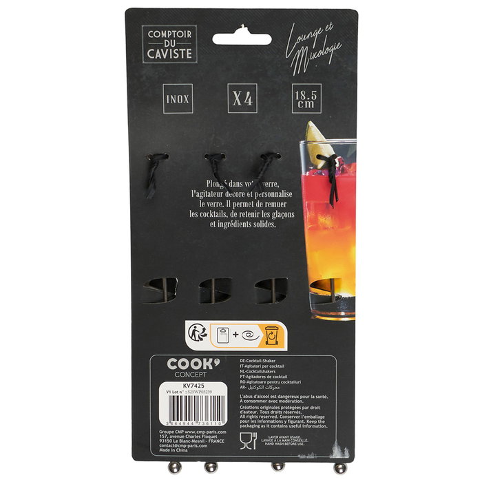 Cook Concept Juego de 4 Agitadores Cóctel Fruta Dolce Vita Acero Inoxidable