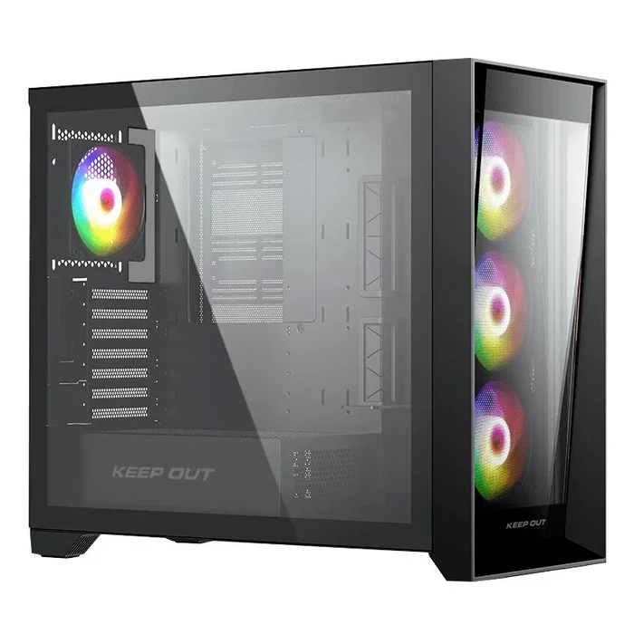 KeepOut XC-911PROXL+ Caja de PC Gaming E-ATX Negro, con 4 Ventiladores ARGB 120mm PWM, Hub, Cristal Templado, USB 3.0 y USB-C, Compatible con ATX/Micro-ATX/ITX KeepOut XC-911PROXL+ Caja de PC Gaming E-ATX Negro, con 4 Ventiladores ARGB 120mm PWM, Hub, Cristal Templado, USB 3.0 y USB-C, Compatible con ATX/Micro-ATX/ITX