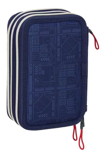 Safta Plumier Triple Estuche Escolar con 37 Piezas, Capacidad 12.5 x 19.5 x 5.5 cm, Para Material de Oficina y Papelería
