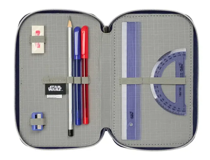 Safta Plumier Escolar Star Wars Triple Cremallera 37 Piezas - 195 x 125 x 55 mm