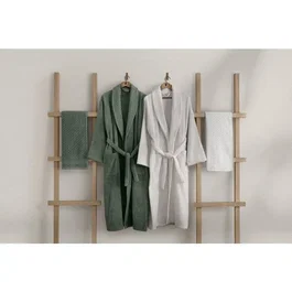 Asir Group Juego de 2 albornoces y 2 toallas para toda la familia 50x90 cm Verde blanco