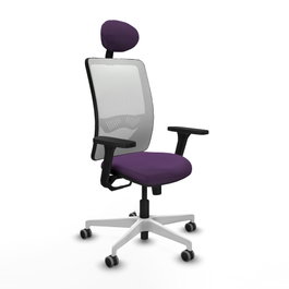 PIQUERAS Y CRESPO Silla de oficina Zulema con mecanismo Sincro, morado y blanco