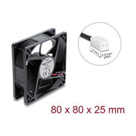 DeLOCK Ventilador axial 48 V DC, 80 x 80 x 25 mm con conector de 2 pines, negro