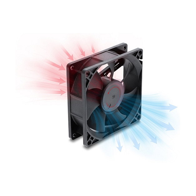 DeLOCK Ventilador axial 48 V DC, 80 x 80 x 25 mm con conector de 2 pines, negro DeLOCK Ventilador axial 48 V DC, 80 x 80 x 25 mm con conector de 2 pines, negro