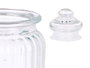 VIVALTO Set de 4 Tarros con Tapa de Vidrio Rayado 300ml