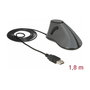 DeLOCK 12527 Ratón Ergonómico Vertical Óptico USB Negro y Gris