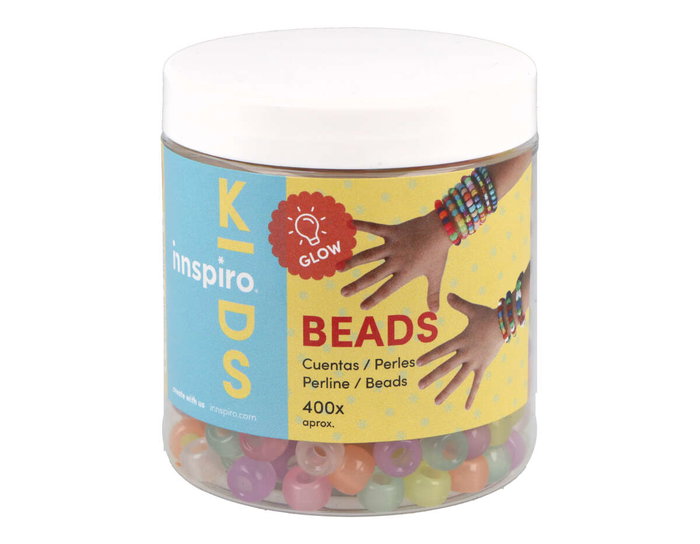 Innspiro Cuentas de plástico eco Grosella Multicolor Fluorescente 9mm