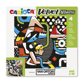 Juego Educativo Carioca Velvet Artworks +3 Años (Terciopelo Para Colorear) Van Orton Street Set De 4 Laminas