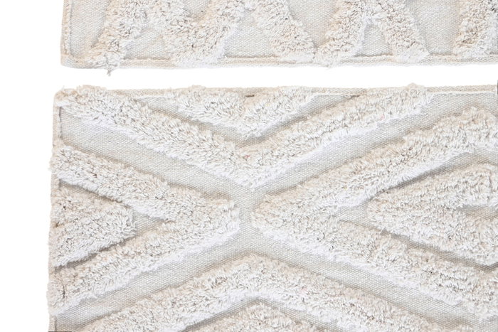 DKD Home Decor Alfombra de Algodón con Diseño de Rombos, Blanco, Pack de 2