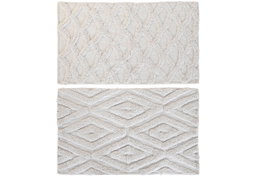 DKD Home Decor Alfombra de Algodón con Diseño de Rombos, Blanco, Pack de 2