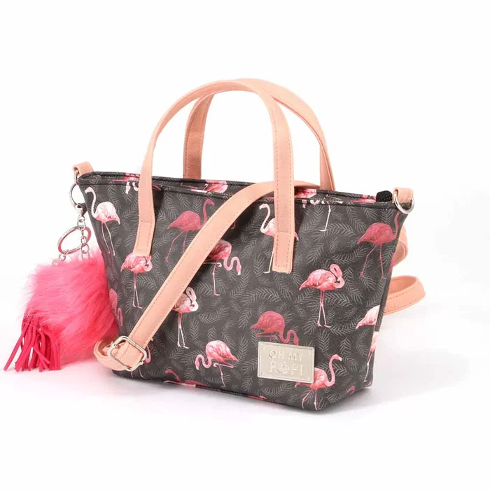 Oh My Pop Bolso Tote Flaminpop Pequeño Multicolor con Cremallera y Bandolera Ajustable, 16x24x6 cm