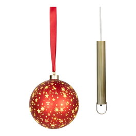 Lumineo Bola micro led luz cálida roja con alambre plateado Ø14 cm