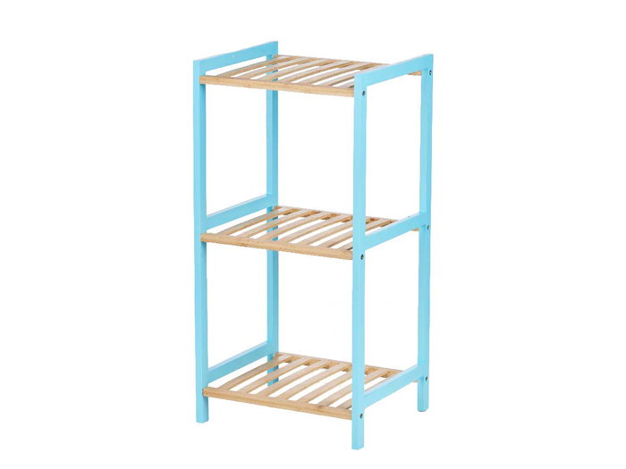 Berilo Estanteria Cuadrada 3 Estantes Bambu Azul 35 x 70 x 30 cm