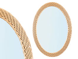 Giftdecor Espejo Ovalado Grande con Borde de Rattan 71 x 28 x 50.5 cm (Set de 4)