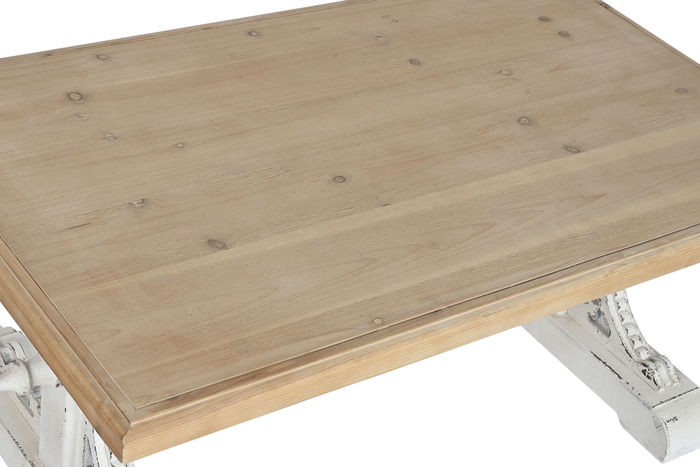 DKD Home Decor Mesa Centro Neoclásico Blanco Natural 110x65x46 cm Abeto MDF