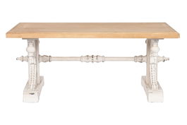 DKD Home Decor Mesa Centro Neoclásico Blanco Natural 110x65x46 cm Abeto MDF