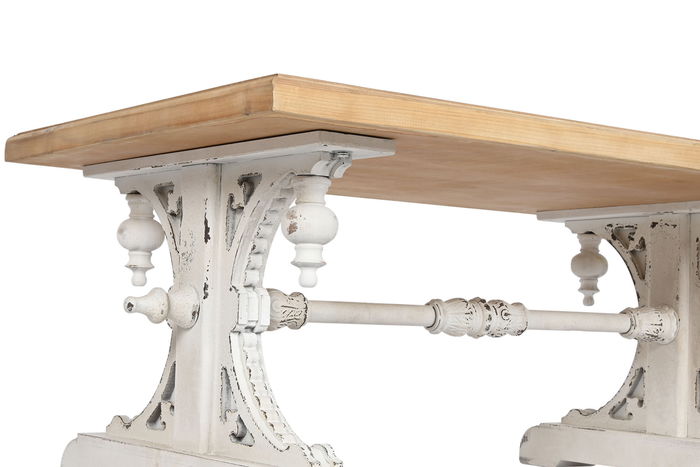 DKD Home Decor Mesa Centro Neoclásico Blanco Natural 110x65x46 cm Abeto MDF